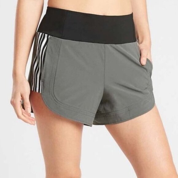 Athleta Ascender Shorts Green Side Striped Size 2‎ - Picture 1 of 9